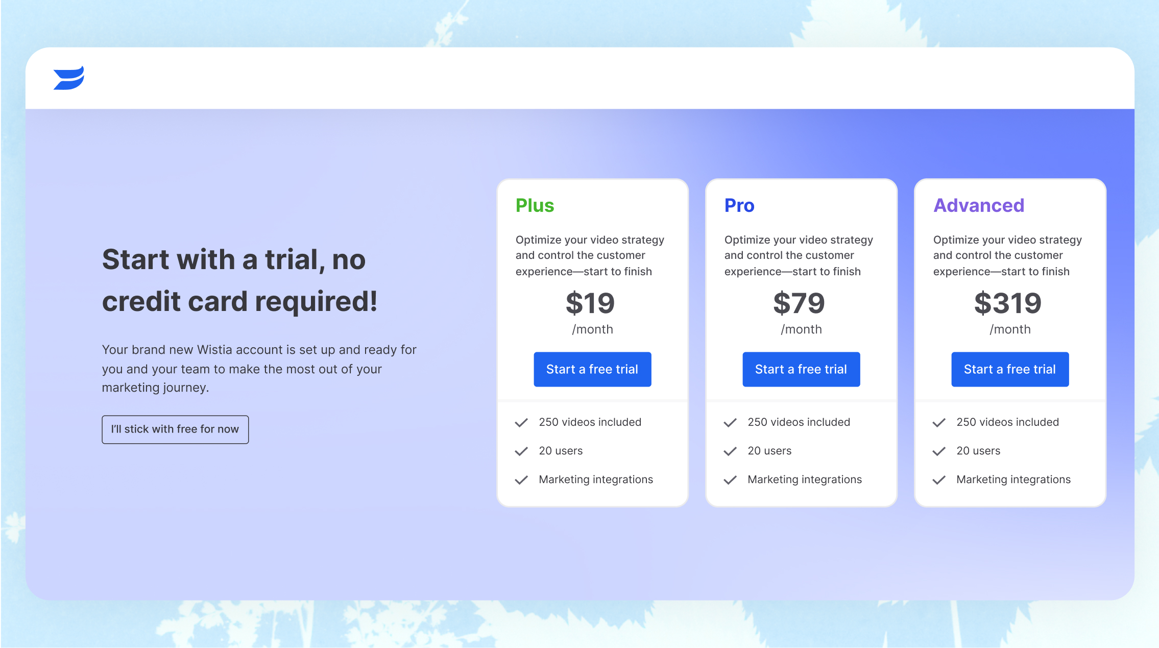 Trial prompt interface